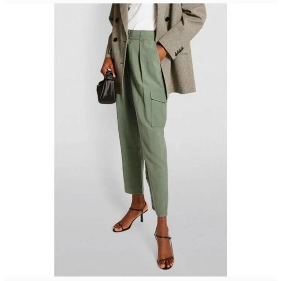 Paige Women's Becca High Waisted Laurel Green Pants Tapered Pockets Size 6 - Picture 14 of 16